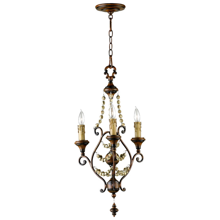 Quorum Home Cyan - 03010 - Three Light Chandelier - Antiqued Sienna