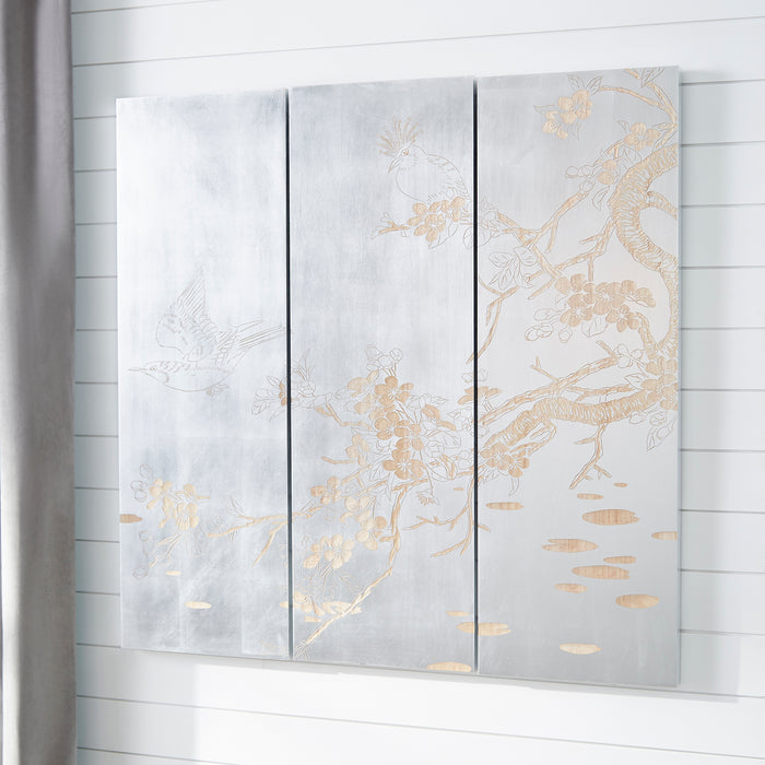 Quorum Home Cyan - 07517 - Wall Art - Silver Leaf And Natural Wood