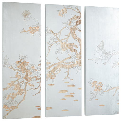 Quorum Home Cyan - 07517 - Wall Art - Silver Leaf And Natural Wood