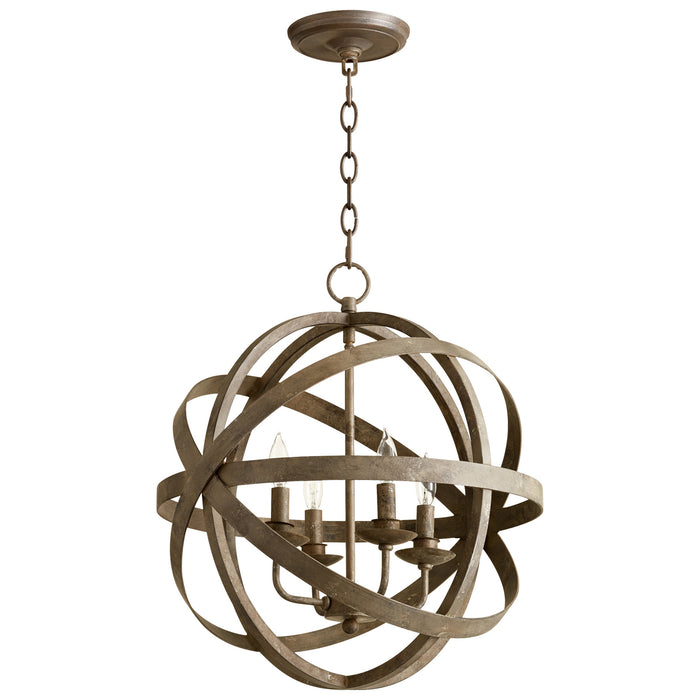 Quorum Home Cyan - 07965 - Four Light Pendant - Distressed Zinc