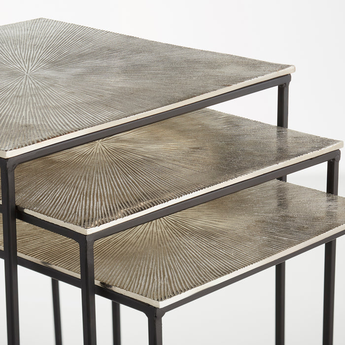 Quorum Home Cyan - 09717 - Nesting Tables - Raw Nickel And Black