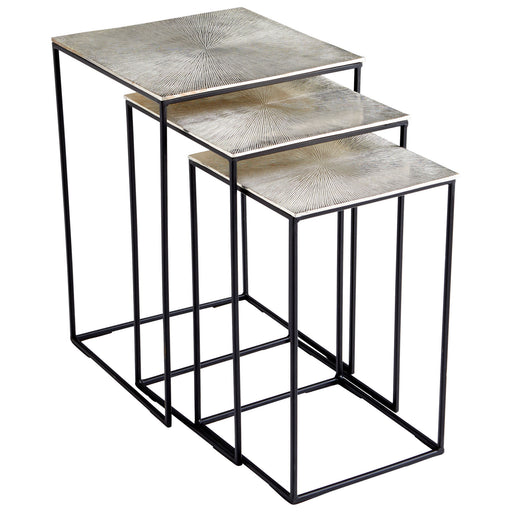 Quorum Home Cyan - 09717 - Nesting Tables - Raw Nickel And Black