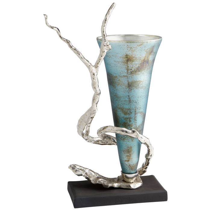 Quorum Home Cyan - 10214 - Vase - Nickel And Blue Mist Glass