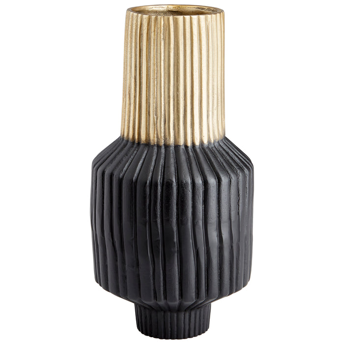 Quorum Home Cyan - 10625 - Vase - Matt Black And Gold