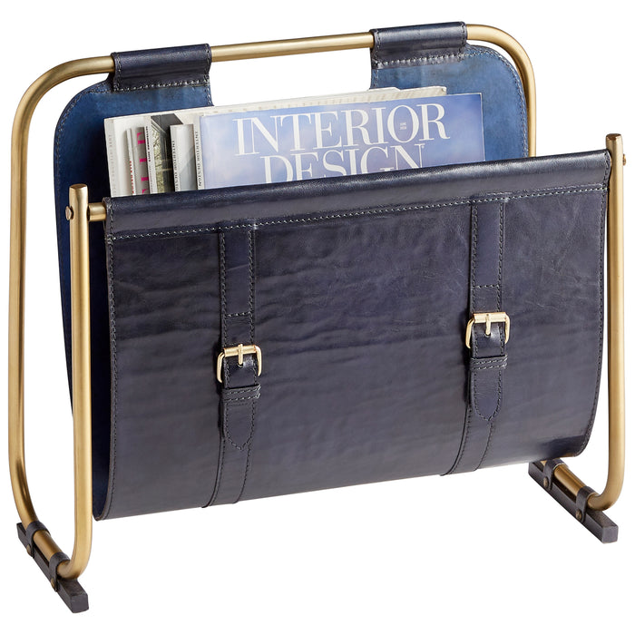 Quorum Home Cyan - 10719 - Magazine Rack - Blue And Antique Brass