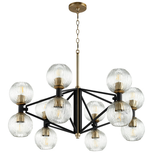 Quorum Home Cyan - 10966 - 12 Light Chandelier - Noir / Aged Brass