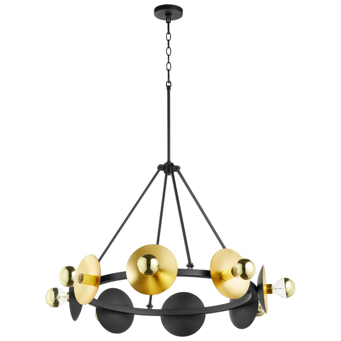 Quorum Home Cyan - 10980 - Eight Light Chandelier - Noir And Gold Leaf