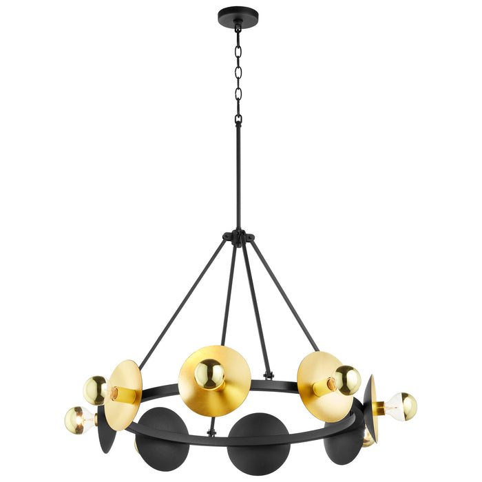 Quorum Home Cyan - 10980 - Eight Light Chandelier - Noir And Gold Leaf