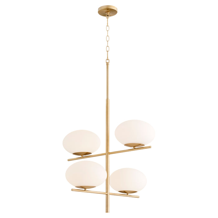 Quorum Home Cyan - 11271 - Four Light Chandelier - Aged Brass