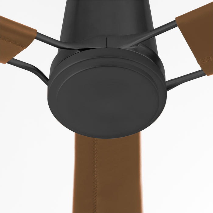 Zephyr 60" Ceiling Fan | Matte Black - Saddle Leather