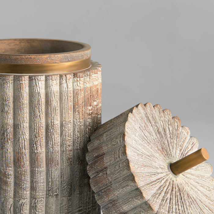 Zucca Box Designed by J Kent Martin | Distressed Taupe | Brass - Tall