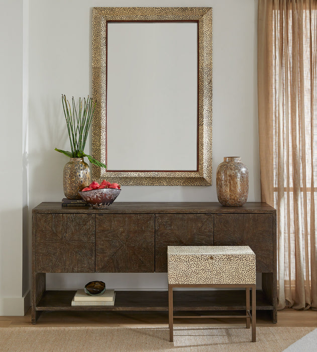 Gaborone Box on Stand Designed by J Kent Martin | Off White | Brown | Antique Brass