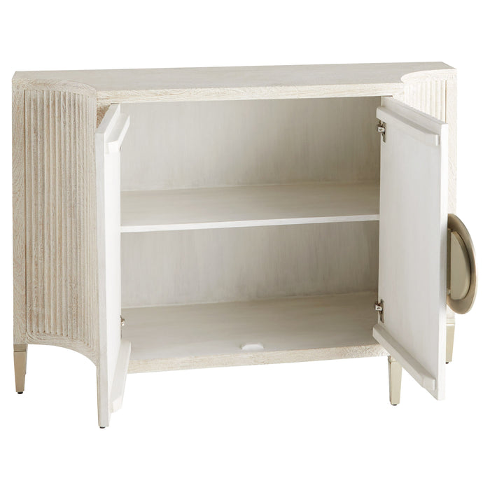 Estriada Two-Door Cabinet Designed by Seth Vaughn | Cerused Mango Wood | White Metal