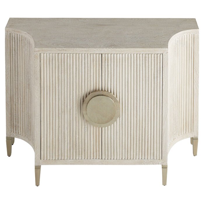 Estriada Two-Door Cabinet Designed by Seth Vaughn | Cerused Mango Wood | White Metal