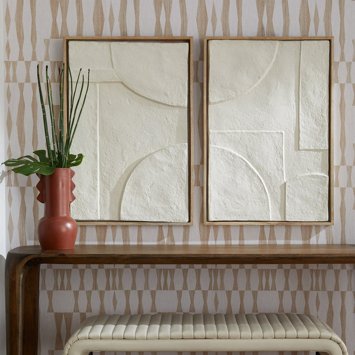 Oliver Diptych Panels Designed by Seth Vaughn | Off-White | Walnut - 2pc set