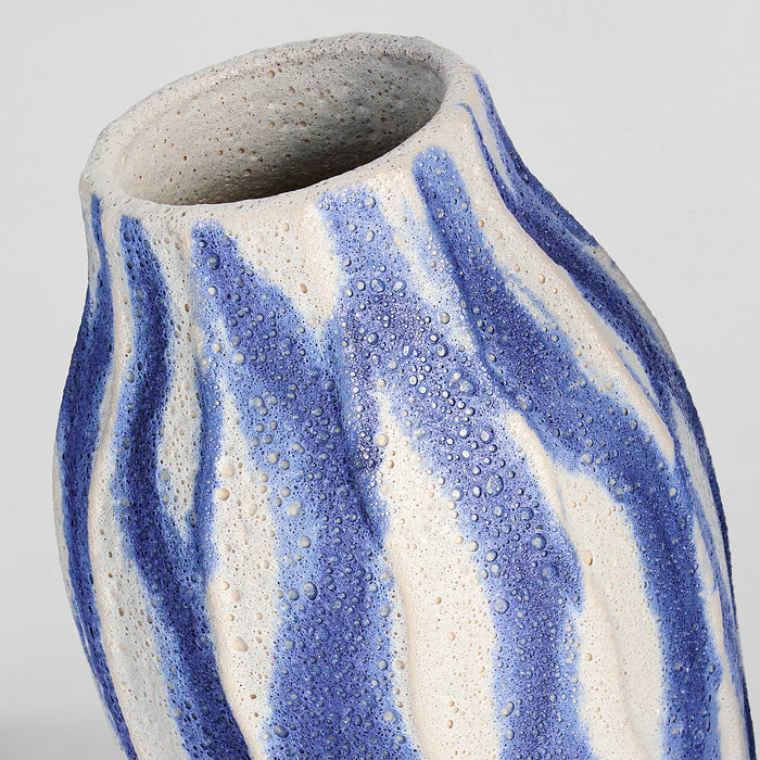 Ripple Vase | Chalk White | Blue - Tall