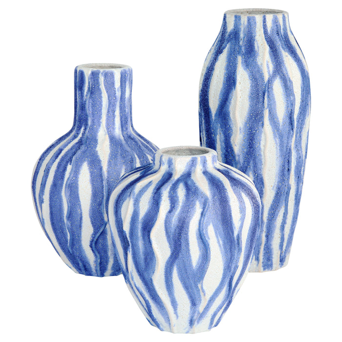 Ripple Vase | Chalk White | Blue - Tall