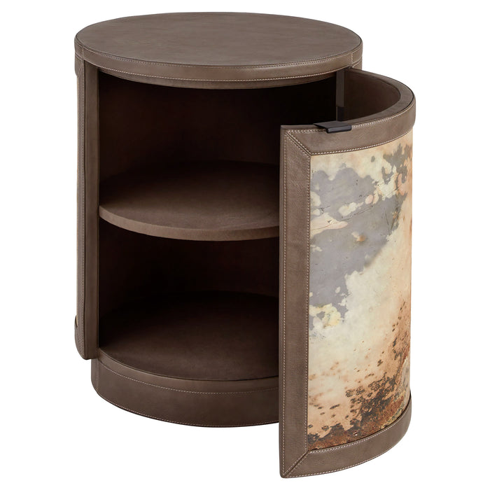 Tesoro Side Table Designed by J Kent Martin | Smoke Grey | Slate Veneer | Matte Black