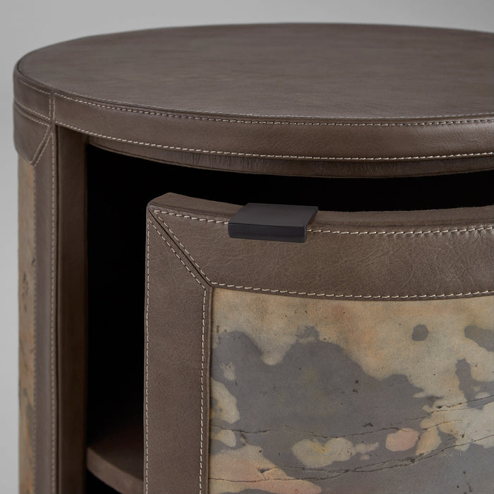 Tesoro Side Table Designed by J Kent Martin | Smoke Grey | Slate Veneer | Matte Black