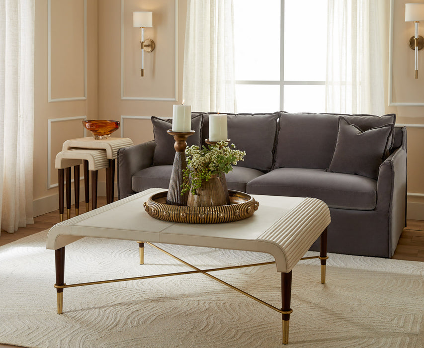 Channel Nesting Tables | Off-White | Walnut | Brass - 2pc set