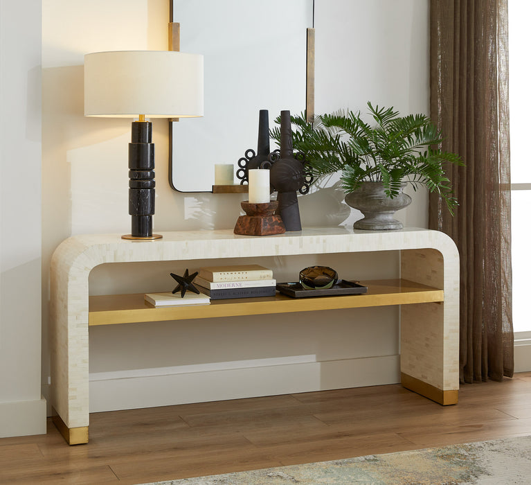 Cascada Console Table Designed by Seth Vaughn | Natural Bone | Brass