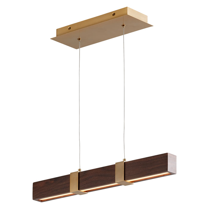 Quorum Home Oxygen - 3-24-2440 - LED Pendant - Aged Brass W/ Walnut