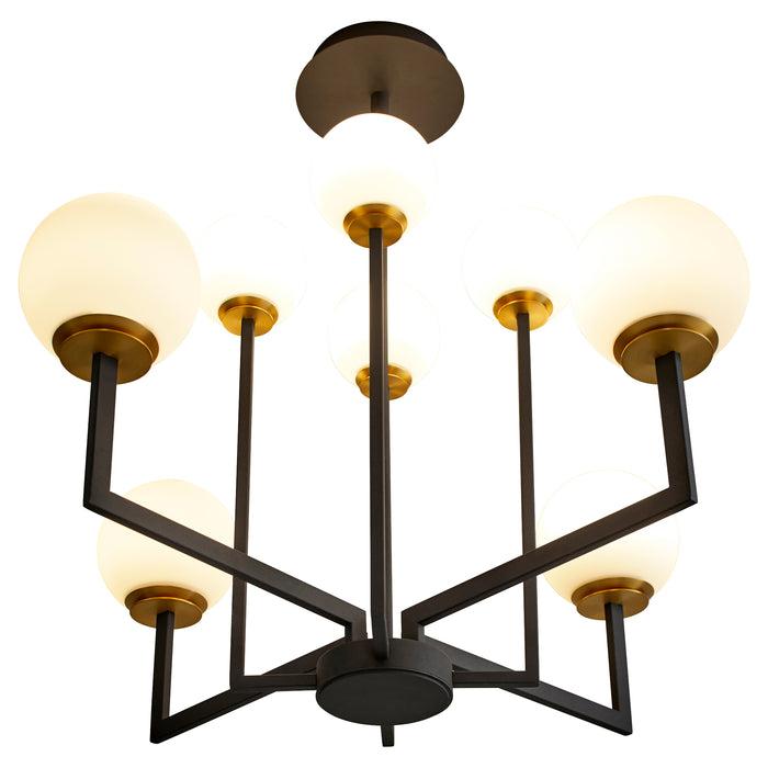 Quorum Home Oxygen - 3-28-1540 - LED Chandelier - Black W/ Aged Brass