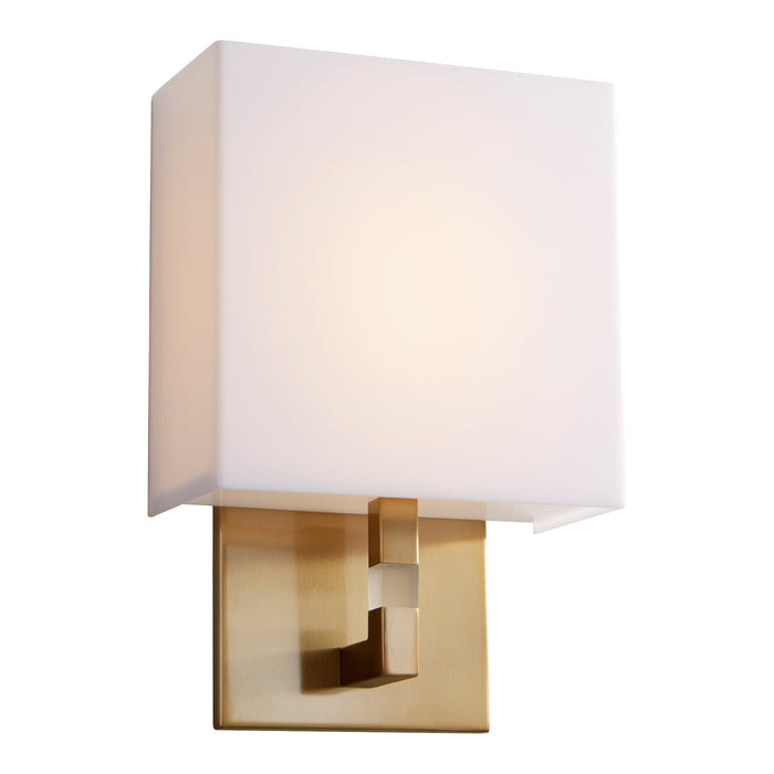 Quorum Home Oxygen - 3-521-40 - LED Wall Sconce - Aged Brass W/ Matte White Acrylic