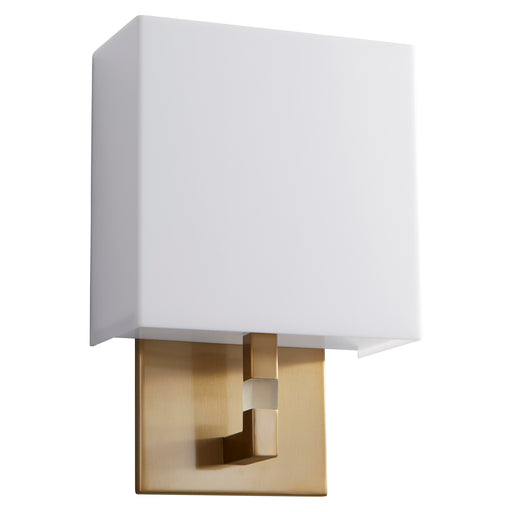 Quorum Home Oxygen - 3-521-40 - LED Wall Sconce - Aged Brass W/ Matte White Acrylic