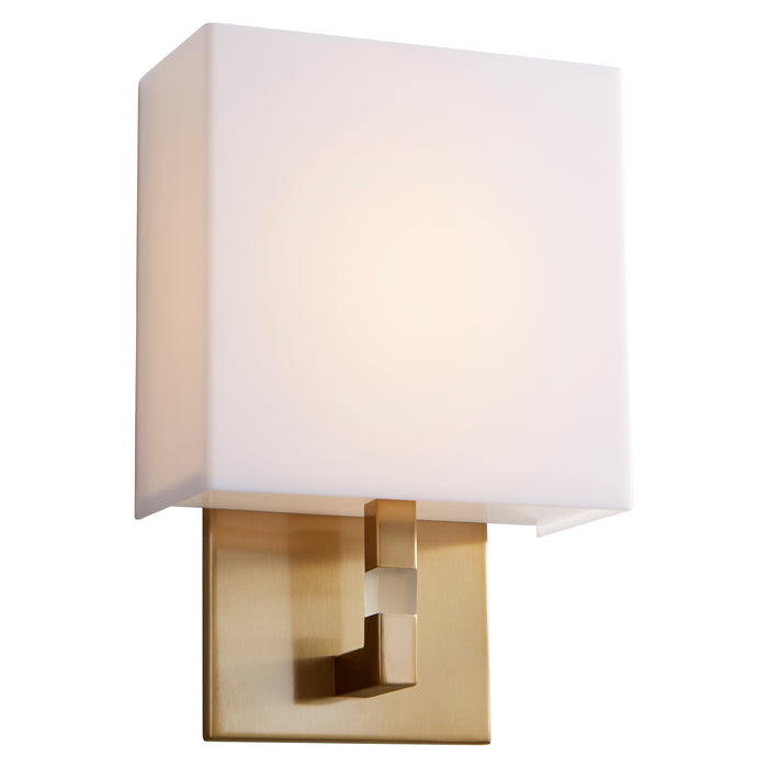 Quorum Home Oxygen - 3-521-40 - LED Wall Sconce - Aged Brass W/ Matte White Acrylic