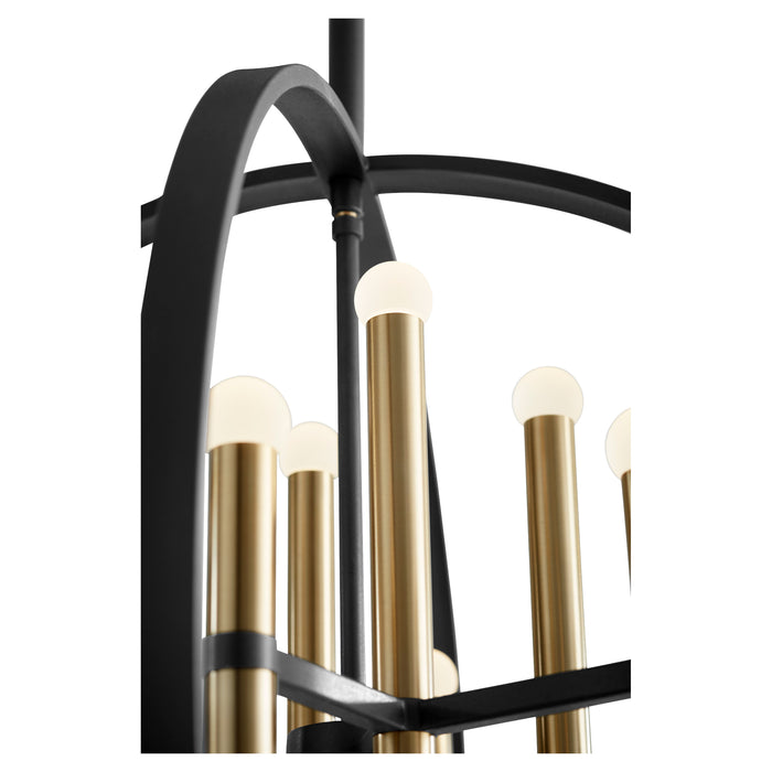 Quorum Home Oxygen - 3-684-1540 - LED Chandelier - Black W/ Aged Brass