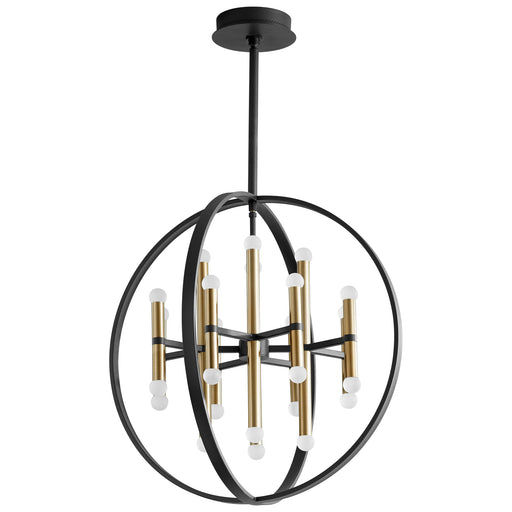 Quorum Home Oxygen - 3-684-1540 - LED Chandelier - Black W/ Aged Brass