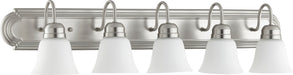 Quorum Home Quorum - 5094-5-65 - Five Light Vanity - Satin Nickel w/ Satin Opal