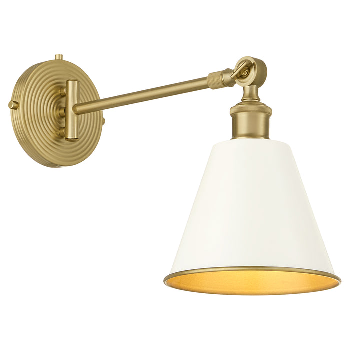 BAILEY 1 Light Wall Mount - Studio White / Aged Brass