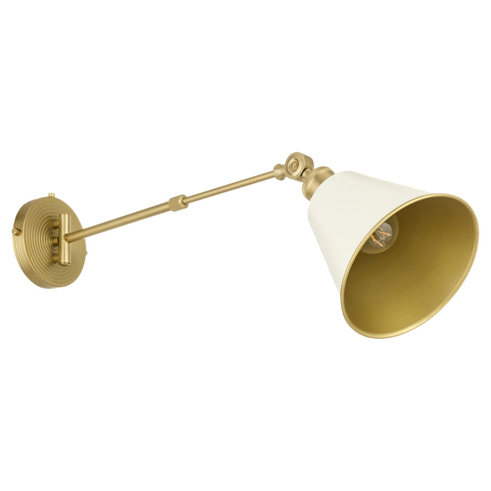 BAILEY 1 Light Wall Mount - Studio White / Aged Brass