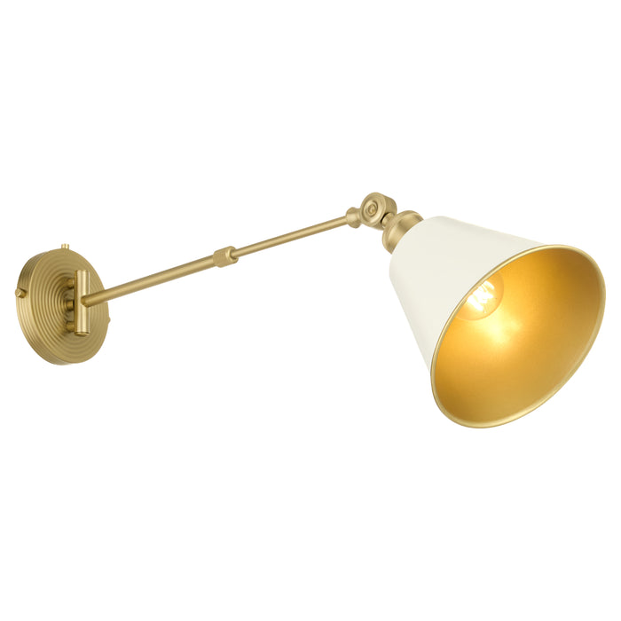 BAILEY 1 Light Wall Mount - Studio White / Aged Brass