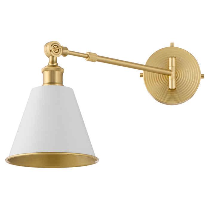 BAILEY 1 Light Wall Mount - Studio White / Aged Brass