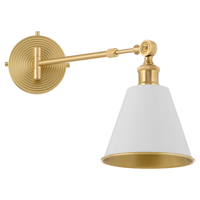 BAILEY 1 Light Wall Mount - Studio White / Aged Brass