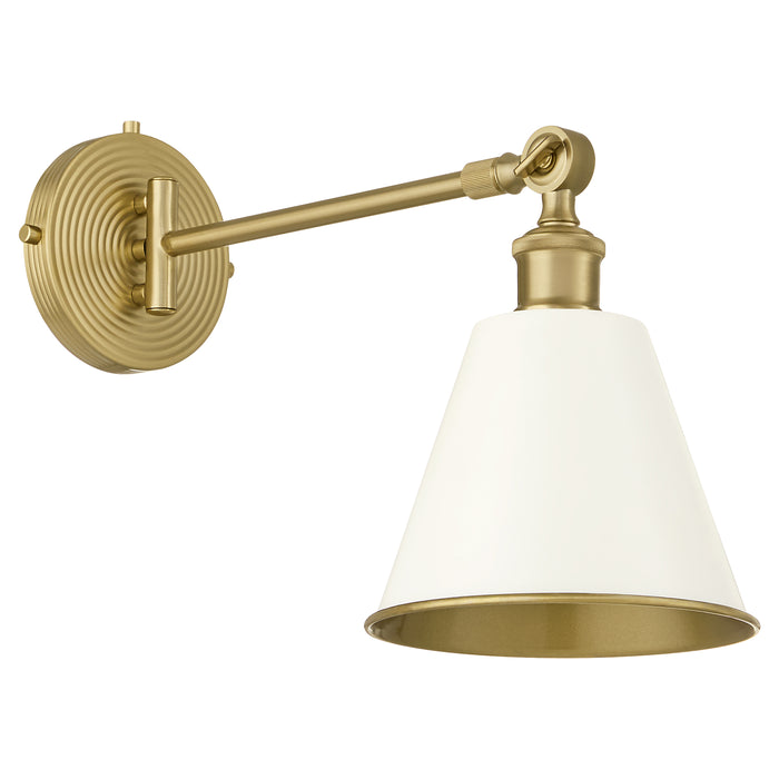 BAILEY 1 Light Wall Mount - Studio White / Aged Brass