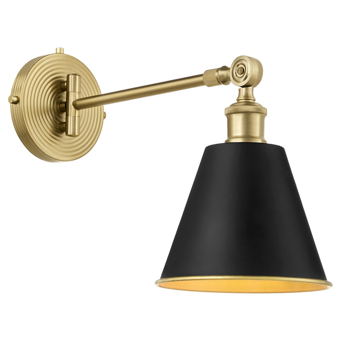 BAILEY 1 Light Wall Mount - Matte Black / Aged Brass