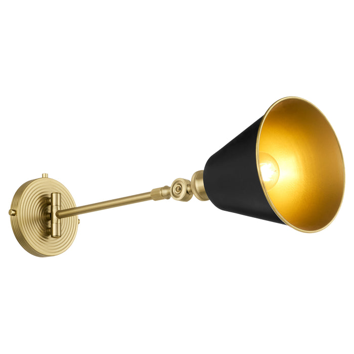 BAILEY 1 Light Wall Mount - Matte Black / Aged Brass