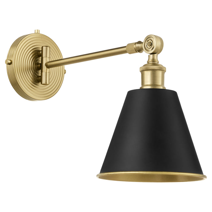 BAILEY 1 Light Wall Mount - Matte Black / Aged Brass