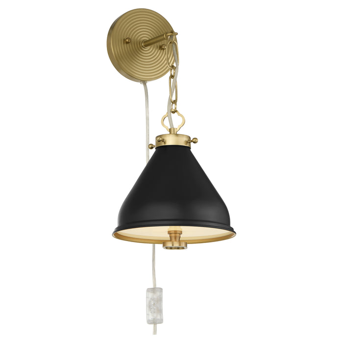 BONNEL 1 Light Wall Mount - Matte Black / Aged Brass