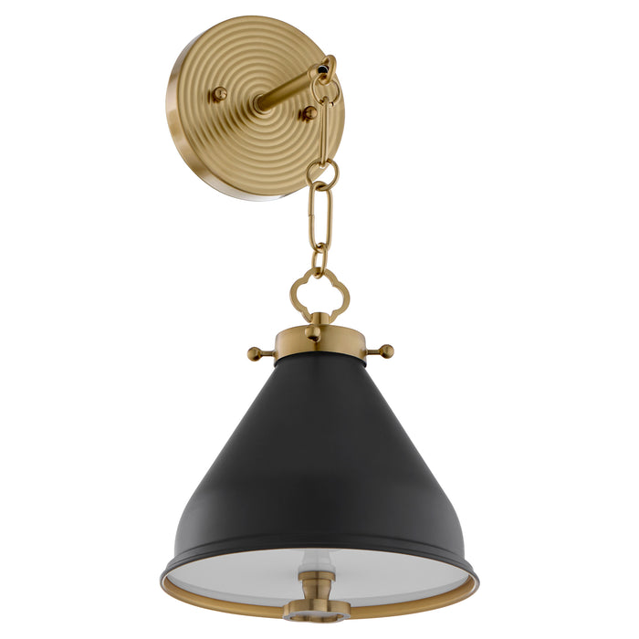 BONNEL 1 Light Wall Mount - Matte Black / Aged Brass