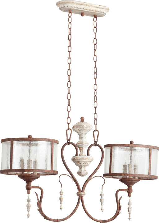 Quorum Home Quorum - 6552-6-56 - Six Light Island Pendant - Manchester Grey w/ Rust Accents