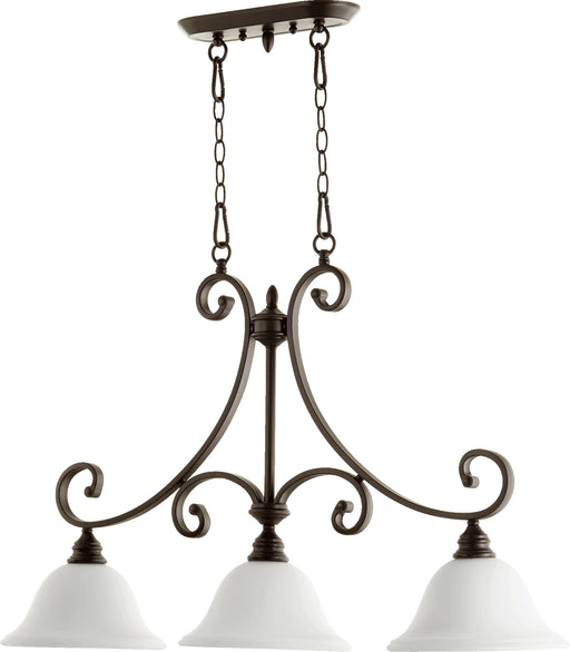 Quorum Home Quorum - 6554-3-186 - Three Light Island Pendant - Oiled Bronze w/ Satin Opal