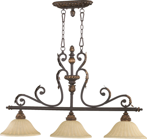 Quorum Home Quorum - 6557-3-44 - Three Light Island Pendant - Toasted Sienna With Mystic Silver