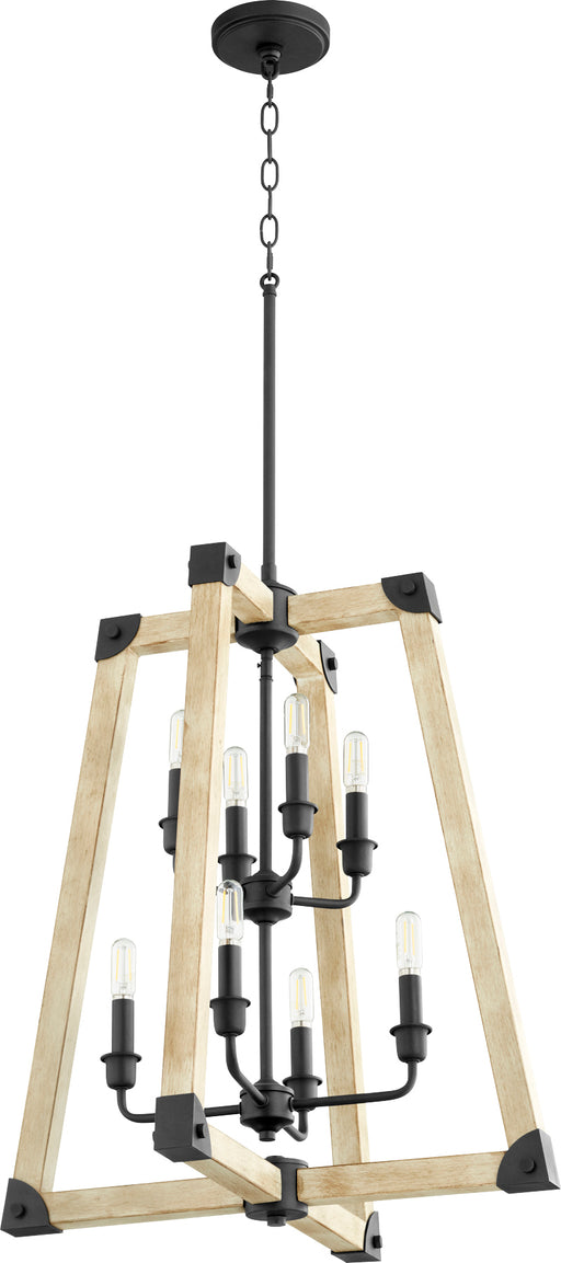 Quorum Home Quorum - 6789-8-69 - Eight Light Entry Pendant - Textured Black w/ Driftwood finish