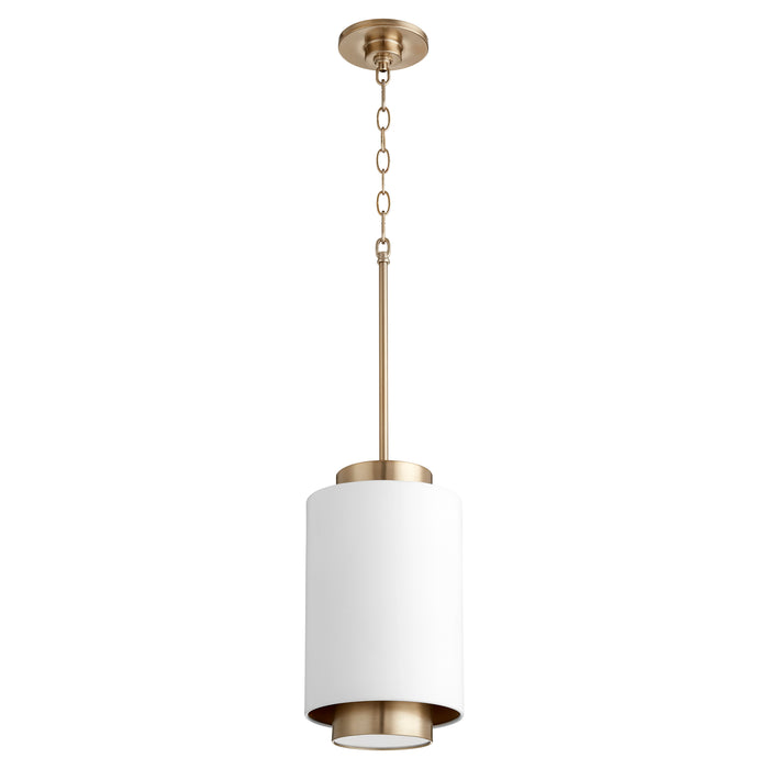 Quorum Home Quorum - 8008-0880 - One Light Pendant - Studio White w/ Aged Brass