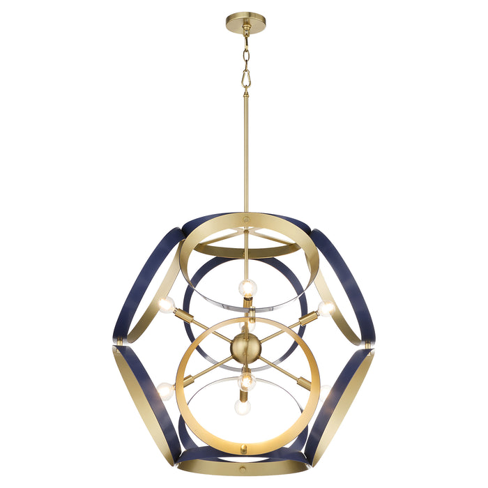 DOMAIN 30" Pendant - Blue / Aged Brass